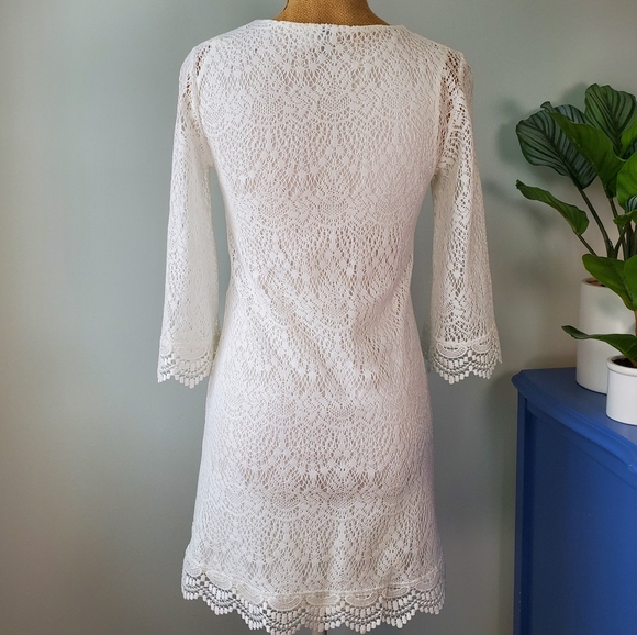 White Lace Dress/Tunic, Scallop Edge, H&M Sz 4 - Picture 6 of 6